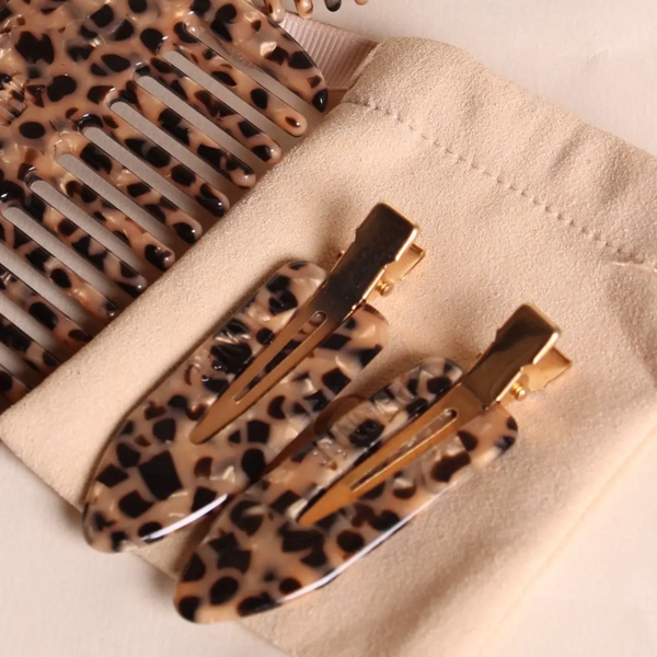 Barrette Hair Clip Set - Leopard