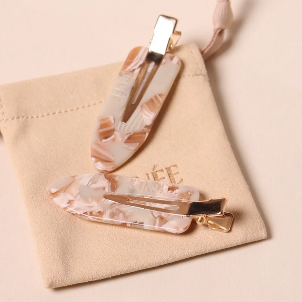 Barrette Hair Clip Set - Nougat