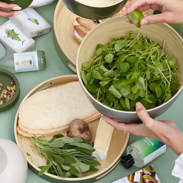 Biodegradable Bamboo Bowls Set of 2 - Sage + Olive