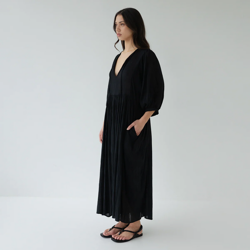 black check midi dress Lila Check Sleeveless Midi Dress in Black By DISSH