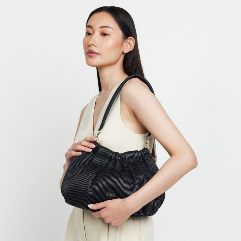 Alya Shoulder Bag - Black Licorice Pleat