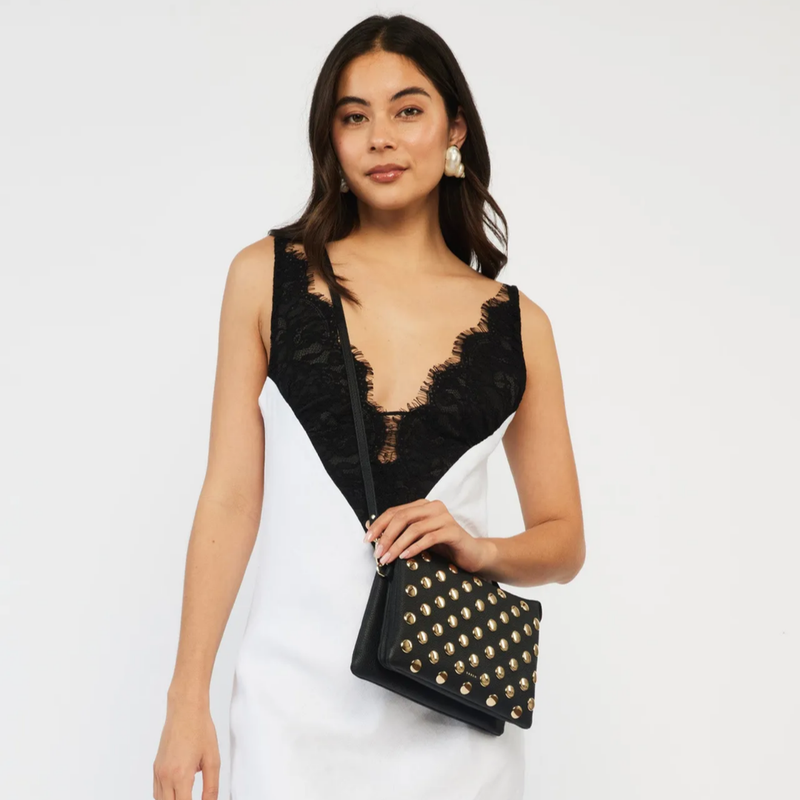 Tilly's Big Sis Crossbody - Black + Gold Stud