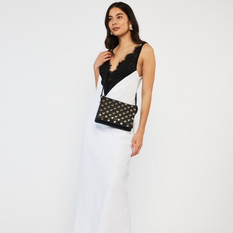 Tilly's Big Sis Crossbody - Black + Gold Stud