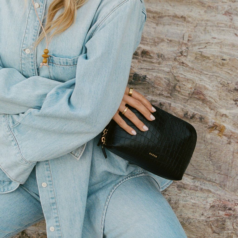 Tate Tech Pouch - Black Croc