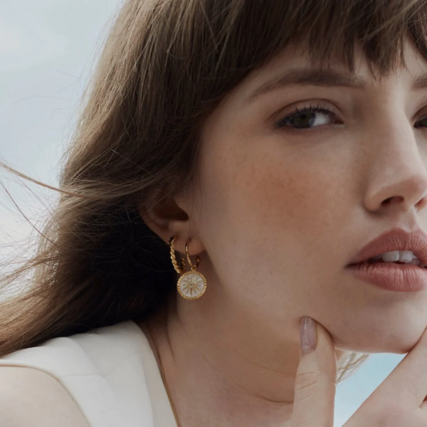 Guiding Star Hoops - White Topaz + Gold