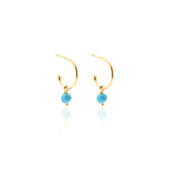 Mini Turquoise Hoops - Gold