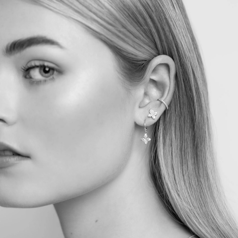 Floral Hoops - Silver