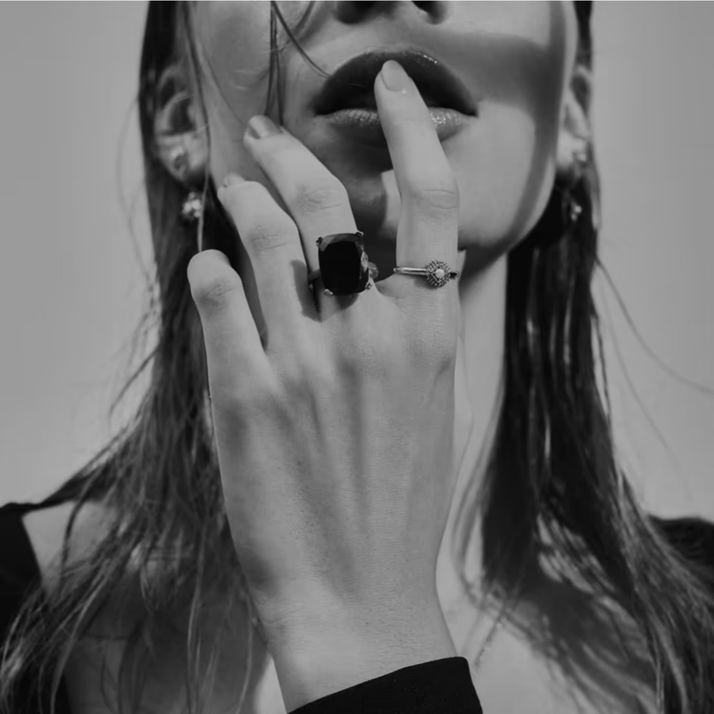 Goddess Ring Onyx + Silver