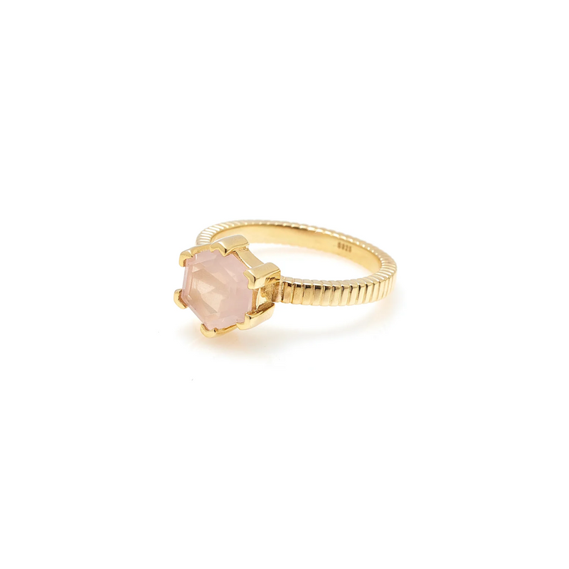 Harmony Ring - Rose  Quartz + Gold