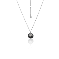 Noire Necklace - Black Enamel + Silver