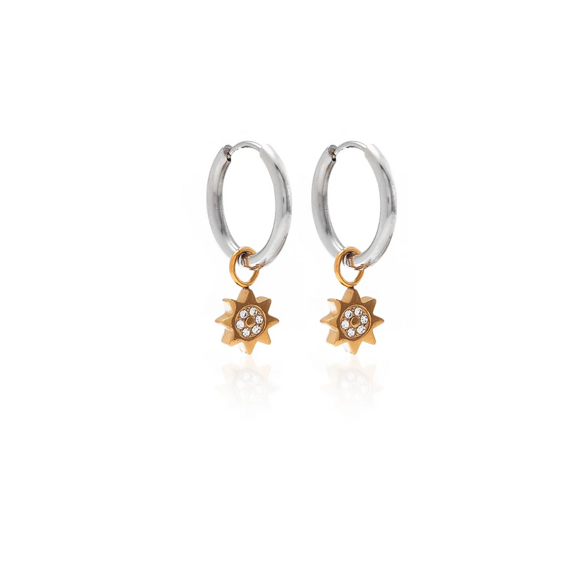 Nova Two Tone Hoop Earrings - Silver + Gold