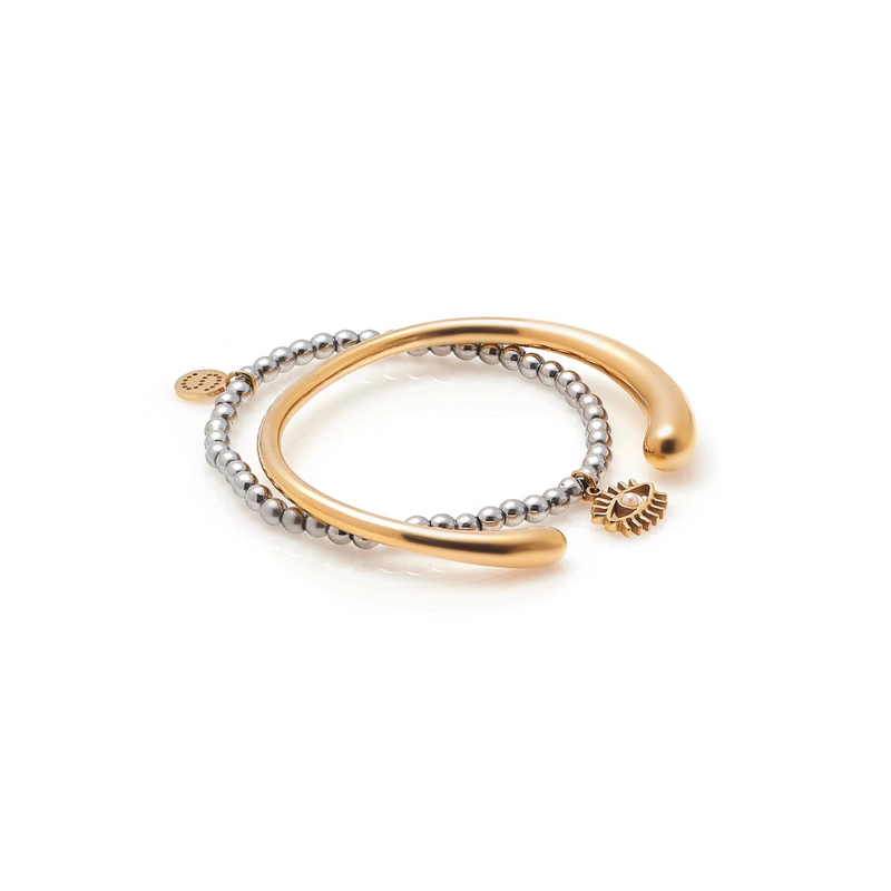 Guardian Bracelet - Pearl + Silver + Gold