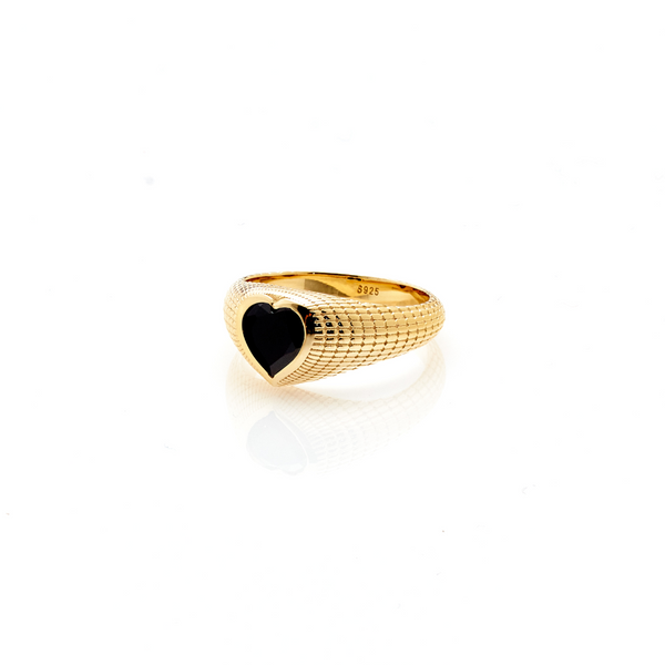 Romantique Signet Ring - Black + Gold
