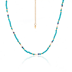 Sorrento Necklace - Turquoise + Pearl + Gold