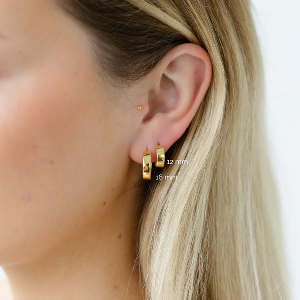 Standard Hoop Studs - Gold 16mm