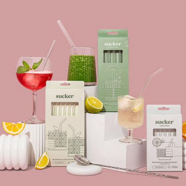 Reusable Glass Cocktail Straws - Clear