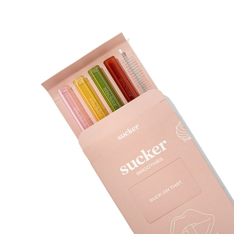 Reusable Glass Smoothie Straws - Multi colour