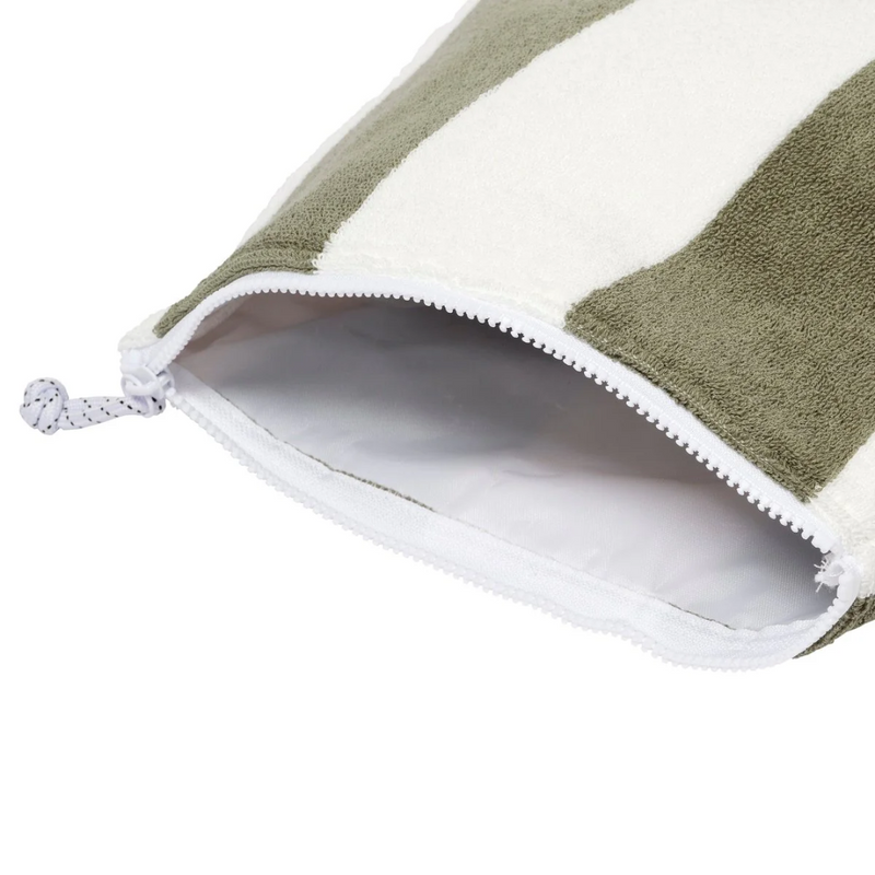 Terry Beach Pouch - The Vacay Olive Stripe