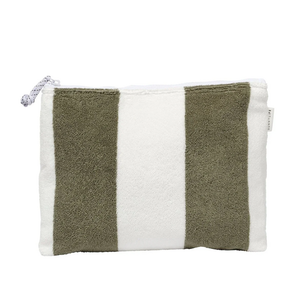 Terry Beach Pouch - The Vacay Olive Stripe