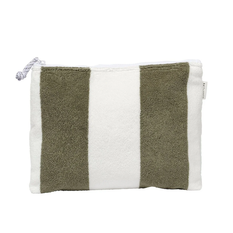 Terry Beach Pouch - The Vacay Olive Stripe