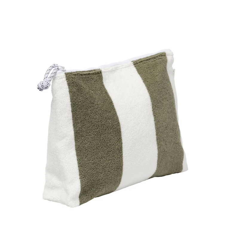 Terry Beach Pouch - The Vacay Olive Stripe