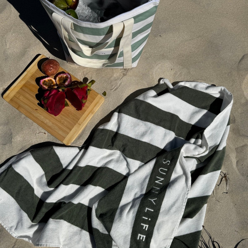 Light Cooler Tote - La Palma Sage Stripe