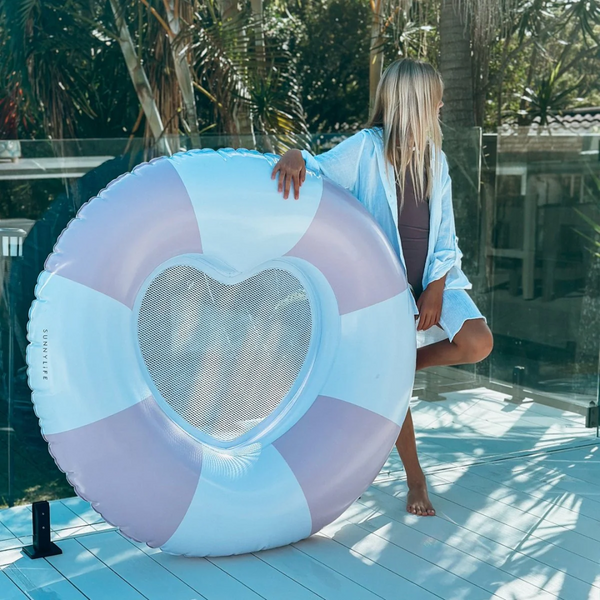 Luxe Tube Pool Ring Stole My Heart - Pink Stripe