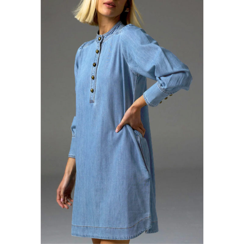 Elocution Dress - Light Washed Denim