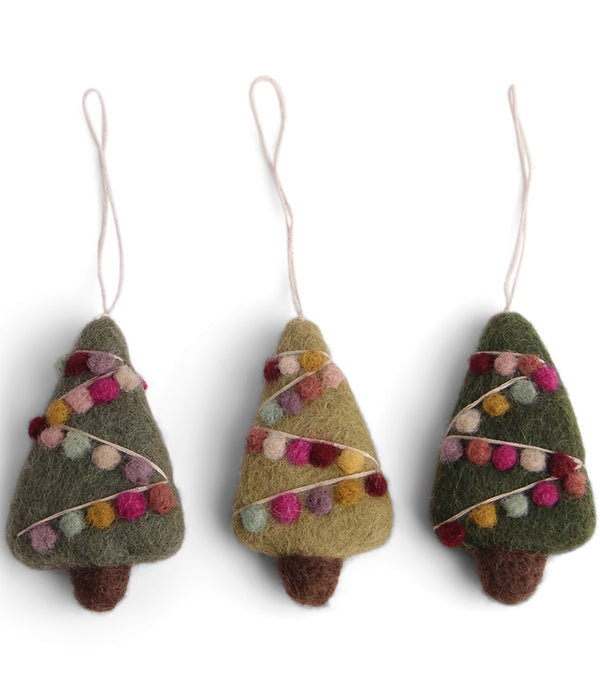 Mini Xmas Tree with Decorations - Set of 3