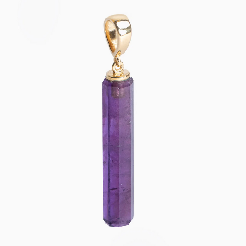 Amethyst Amulet + Chain - Gold