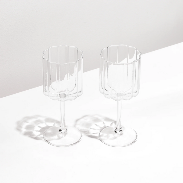 Wave Wine Glass Set - Clear