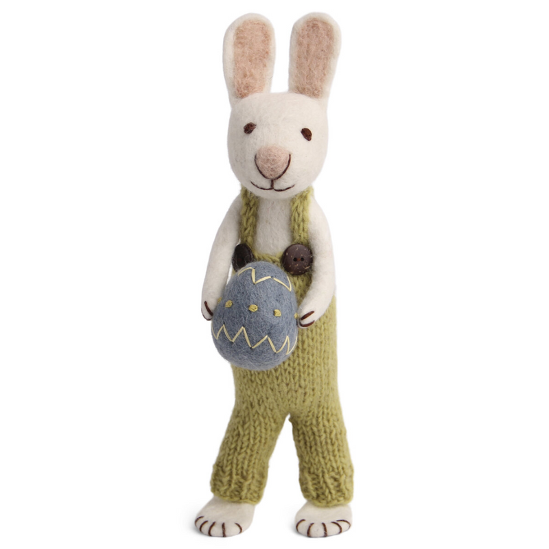 Big Bunny - White Bunny with Pants + Blue Egg