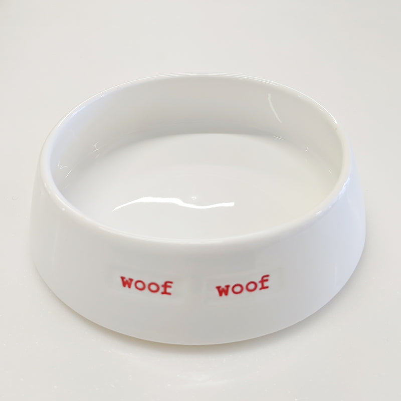 Porcelain Dog Bowl - woof woof