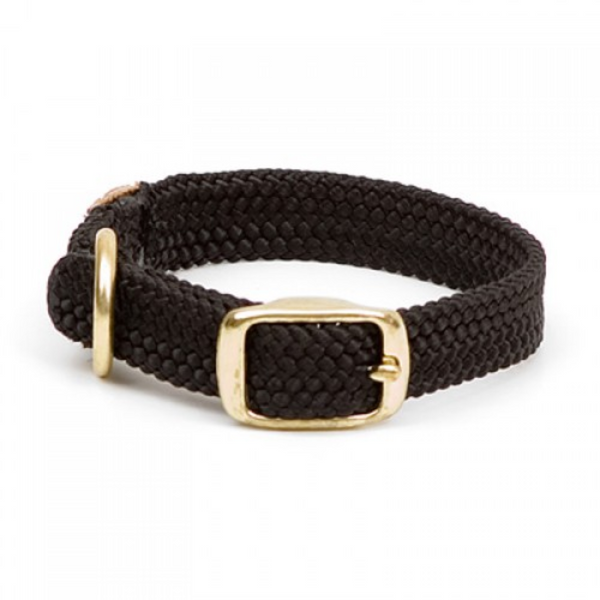 Small Double Braided Dog Collar - Black