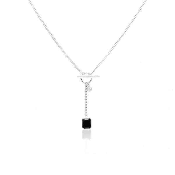 Athena Necklace - Black Onyx + Silver