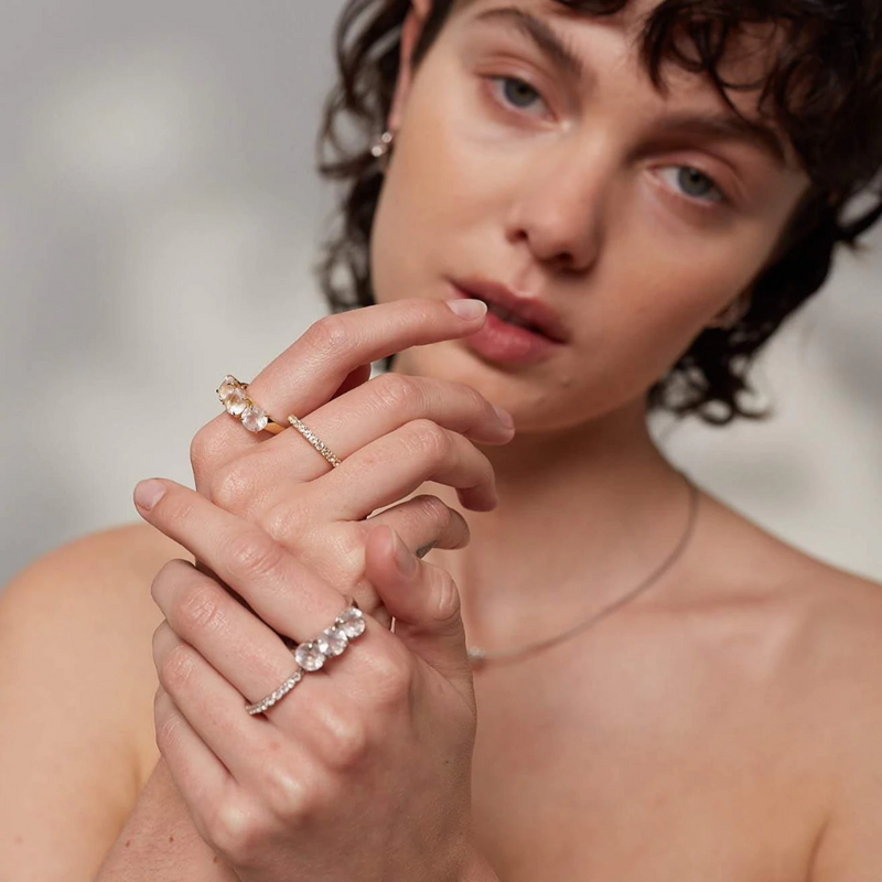 Eternity Ring - Rose Quartz + Silver