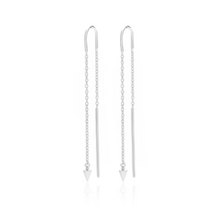 Superfine Thread Earrings with Spike - Silver