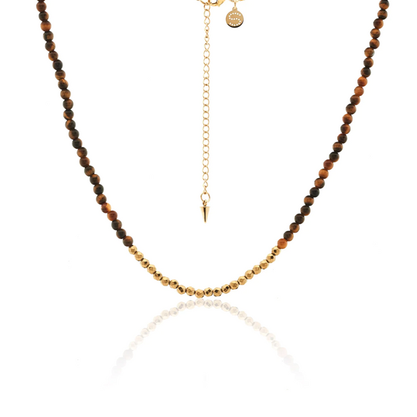 Party At The Front Necklace - Tigers Eye/Gold