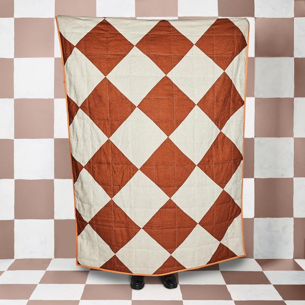 Quilted Throw - Checkers Chocolate