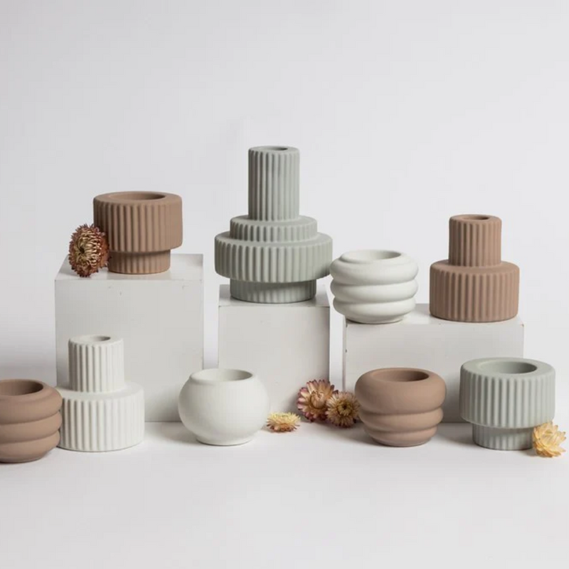 Burj Candle Holder - Pastel Brown